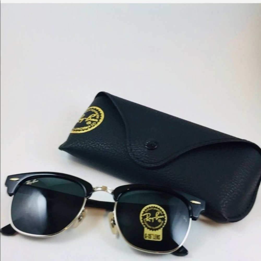 Ray Ban RB3016 Classic Retro Punk Clubmaster Sunglasses Black Silver Dark Lens - Picture 3 of 6